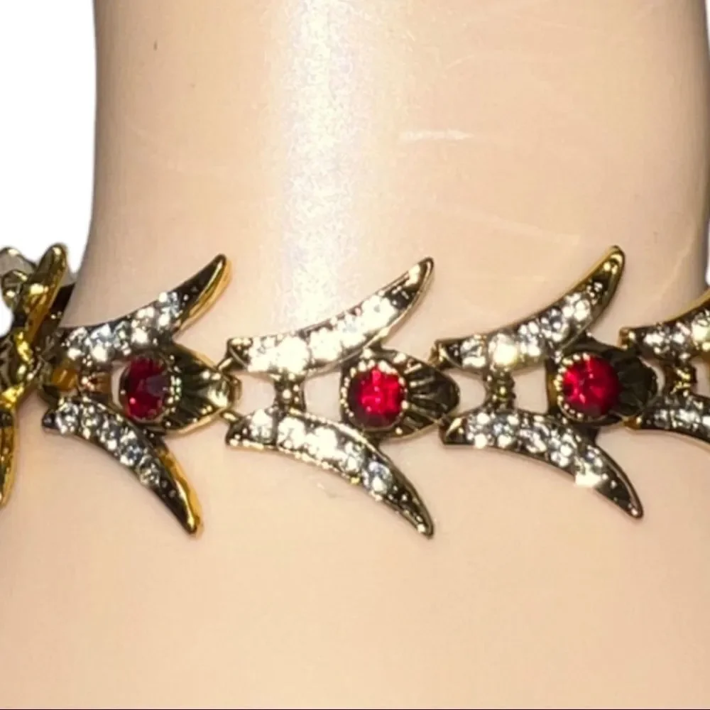New! Faux diamonds and ruby gold bracelet!